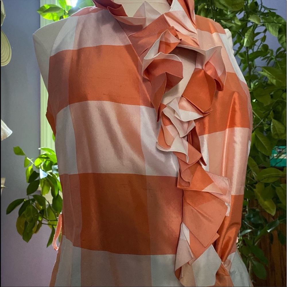 cute USA made checked fall time pumpkin spice pinup dress by Sara Campbell